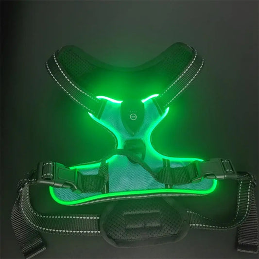 Pet Harness Rechargeable Led Dog Harness for Night Walking Adjustable Glow Vest for Small Medium Dogs Pet Chest Strap Soft Dog